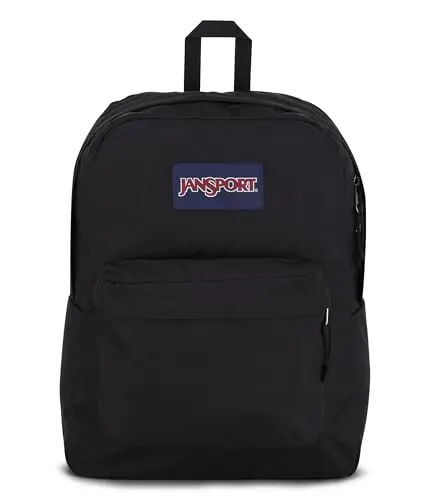 JanSport SuperBreak Backpack in classic black with simple design