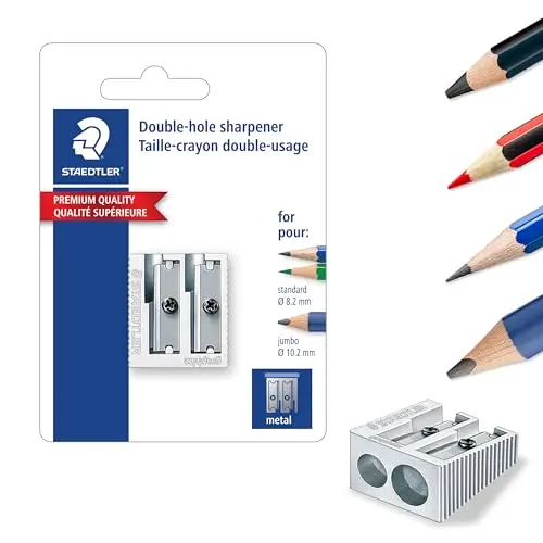 STAEDTLER metal pencil sharpener with dual holes for standard and colored pencils