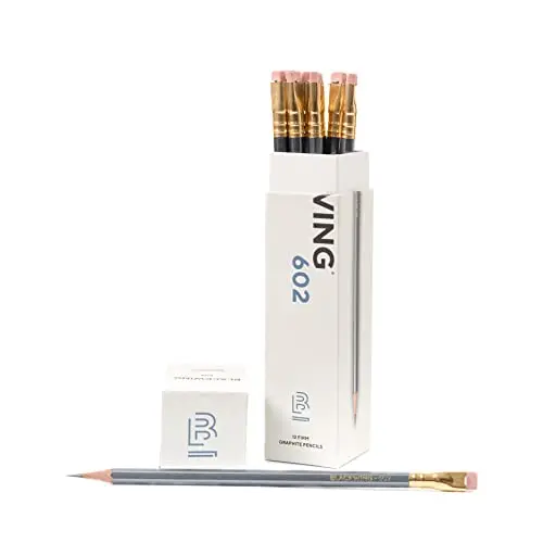 Blackwing Palomino 602 pencils with rectangular eraser and gunmetal gray finish