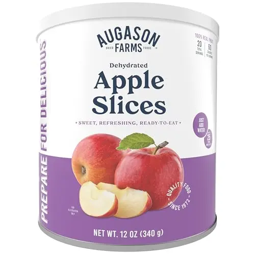 Augason Farms dehydrated apple slices in storage can