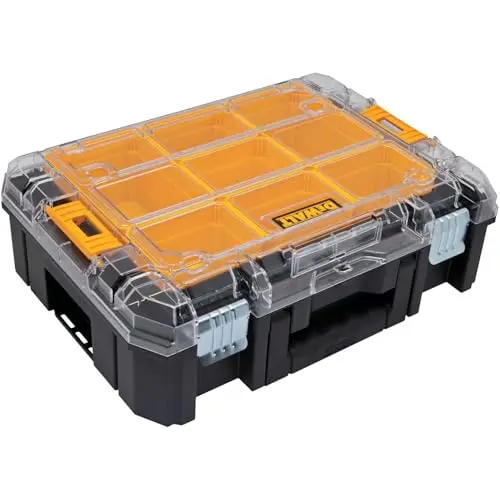 DEWALT TSTAK clear-lid tool organizer with removable compartments
