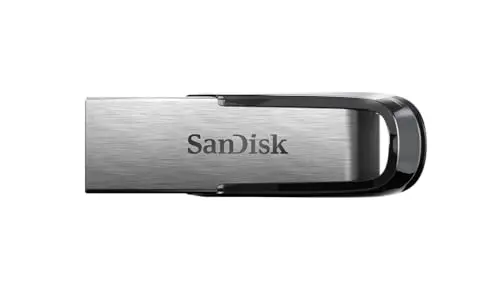 SanDisk Ultra Flair USB 3.0 flash drive in black with sleek metal casing