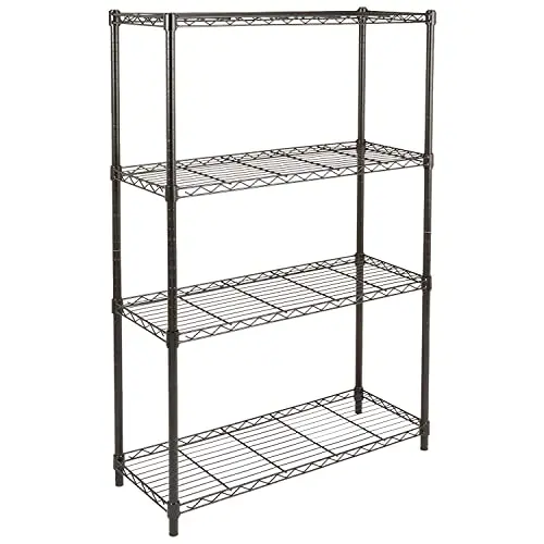 Amazon Basics 4-shelf steel wire storage rack in black finish