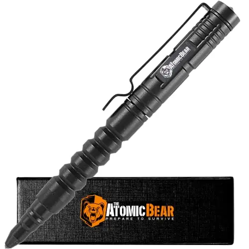 Atomic Bear Tactical Pen with window breaker tip and anti-slip grip