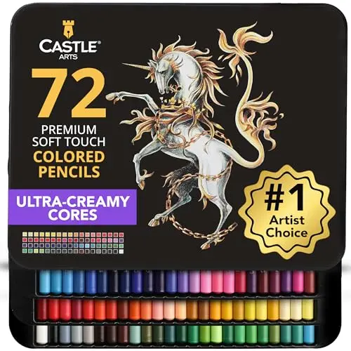 Castle Art Supplies colored pencils set in tin case