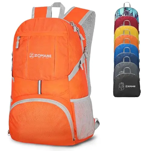 ZOMAKE 35L light foldable backpack in orange color