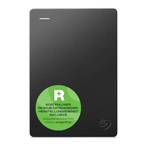 Seagate Portable 2TB external hard drive showing sleek design