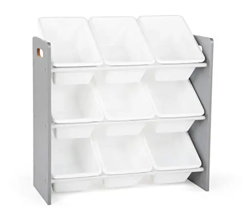 HUMBLE CREW 9-bin toy storage organizer with white plastic bins