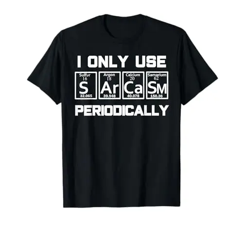 Sarcasm periodic table element science joke t-shirt in blue color