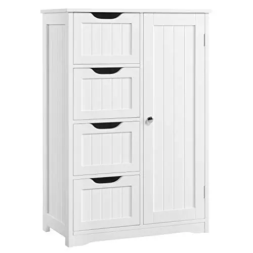 YAHETECH white wooden storage cabinet with drawers and cupboard