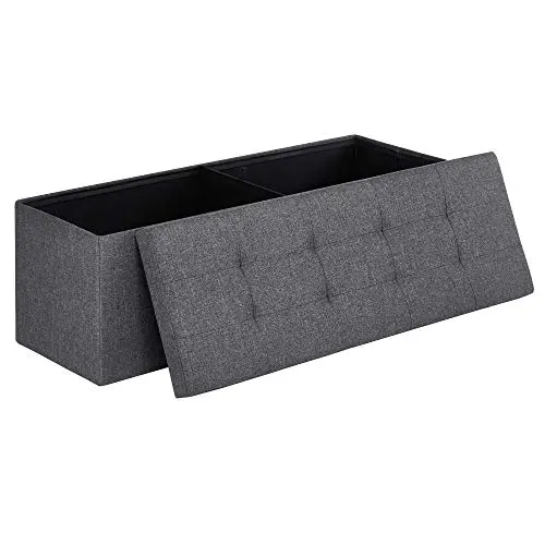 SONGMICS MAZIE folding storage ottoman bench in dark gray