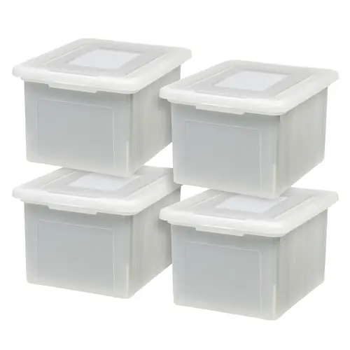 IRIS USA plastic file box with lid and hanging file ledge