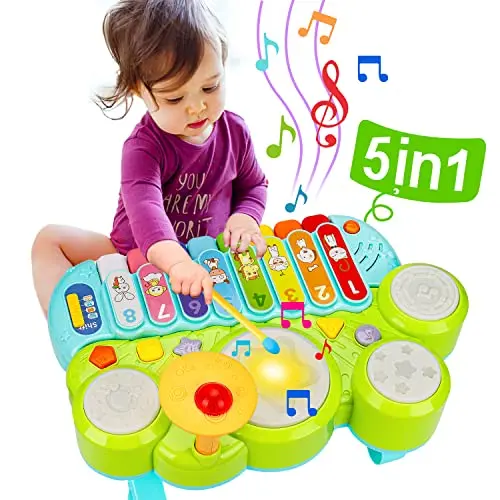 AugToy 3-in-1 piano keyboard xylophone drum set for toddlers