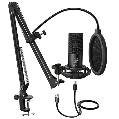 FIFINE T669 USB condenser microphone kit with boom arm and pop filter
