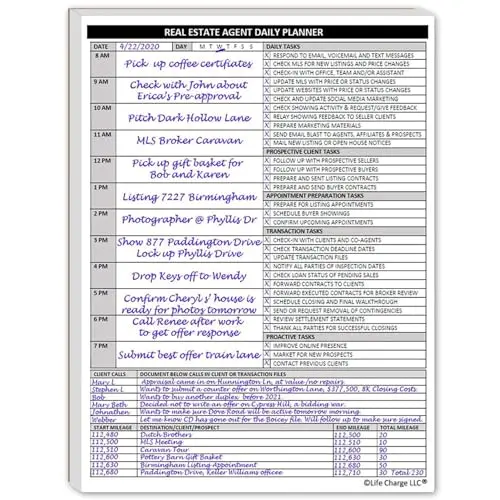 Life Charge Daily Planner Notepad for real estate agents