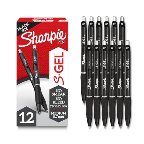 Sharpie S-Gel black gel pens with comfortable grip