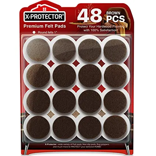 X-PROTECTOR brown round felt furniture pads for chair legs