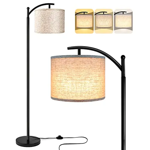 ROTTOGOON black floor lamp with beige lampshade