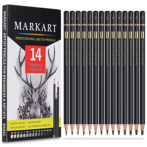 MARKART graphite sketching pencils in 14 different hardness grades