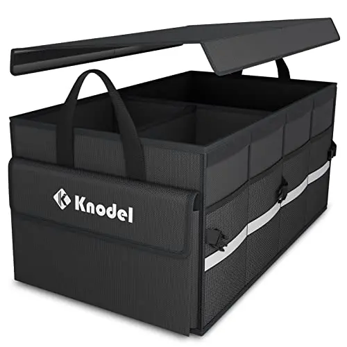 K KNODEL trunk organizer with foldable lid and multiple pockets
