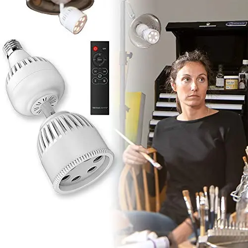 Method Lights art studio bulb illuminating canvas