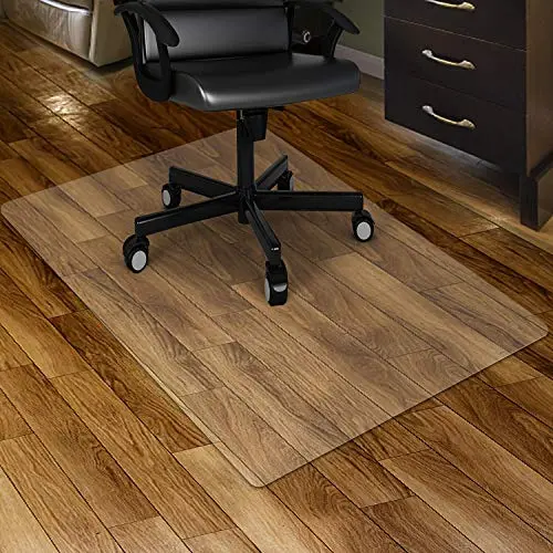 Kuyal clear PVC chair mat on LVP flooring with anti-slide coating