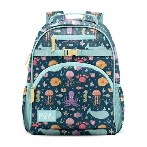 Simple Modern kids backpack with Under the Sea design and multiple compartments
