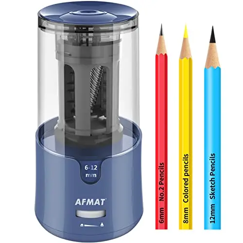 AFMAT electric pencil sharpener with auto-stop feature for colored pencils