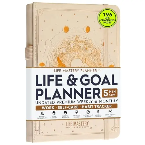 Life Mastery Planner with vanilla faux leather cover