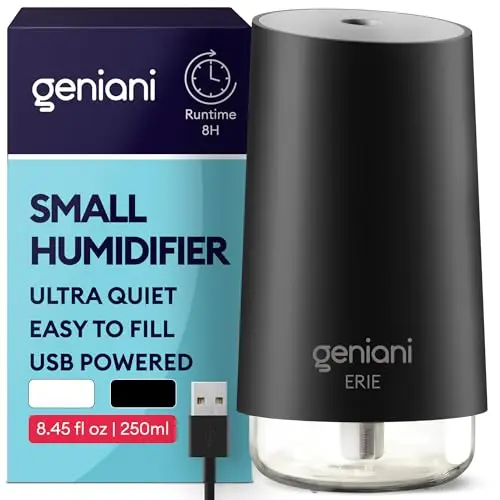 GENIANI portable desktop humidifier with night light in black