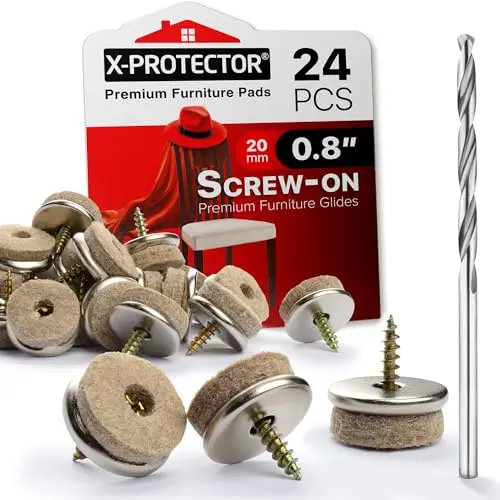 X-Protector screw-on felt chair glides for vinyl floors