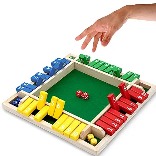 Nicecho Shut The Box wooden dice game with felt surface for family math play