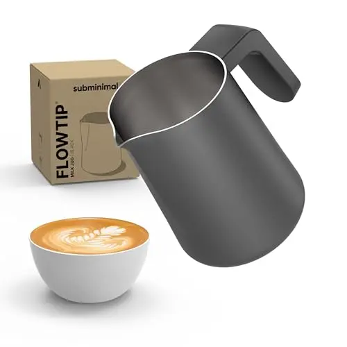 Subminimal FlowTip milk jug with black heat-resistant handle
