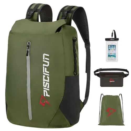 PISCIFUN waterproof dry bag backpack with phone case and waist pouch