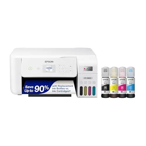 Epson EcoTank ET-2800 wireless all-in-one printer with easy-fill ink tanks