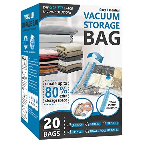 Cozy Essential vacuum storage bags with hand pump