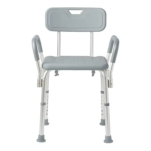 MEDLINE grey shower chair with padded armrests and backrest