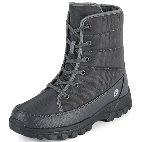 DXINZHI Men's Warm Winter Snow Boots in grey