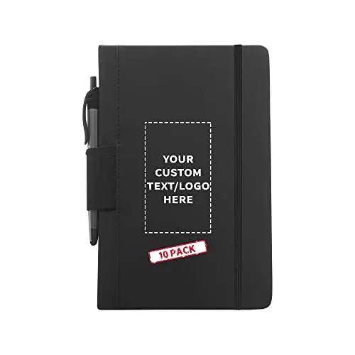 DISCOUNT PROMOS black executive notebook 10-pack with pen loop