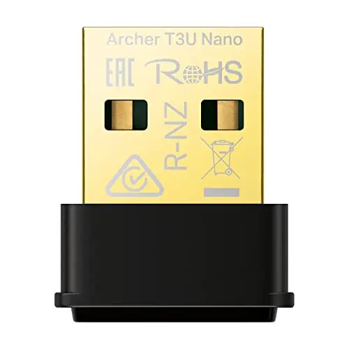 TP-Link Nano USB WiFi Adapter showing compact black and gold design