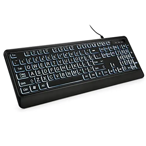 KOPJIPPOM large print backlit keyboard with white LED illumination