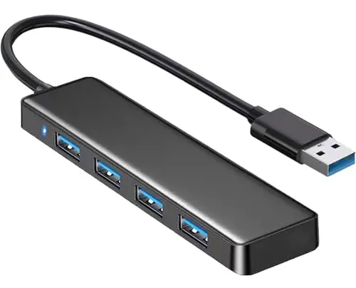 VIENON black 4-port USB hub for laptop connectivity