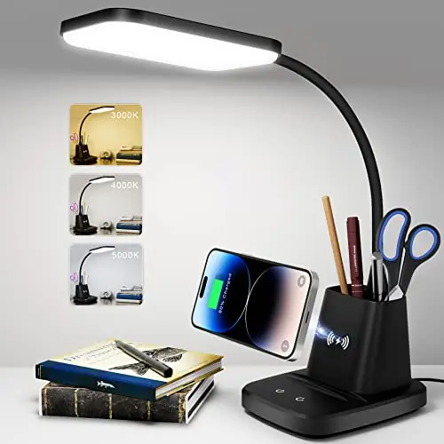 Sailstar desk lamp with wireless charging base and pen holder