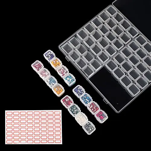 Ecurfu diamond painting storage with 56 slots and label stickers