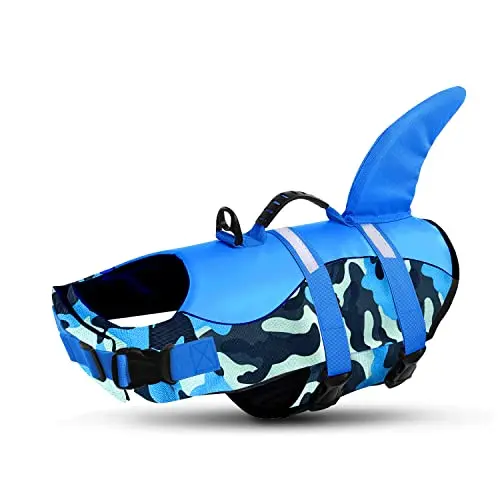 Queenmore blue camouflage shark design dog life vest