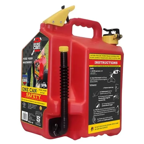 Surecan 5 gallon plastic gas can with rotating spout