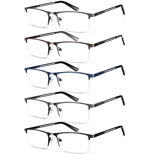 KONHAGO half frame blue light reading glasses with spring hinges