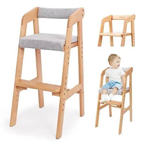 FORNEL adjustable wooden high chair in walnut finish