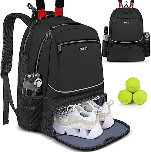 Ytonet tennis backpack with insulated pocket and ventilated shoe compartment