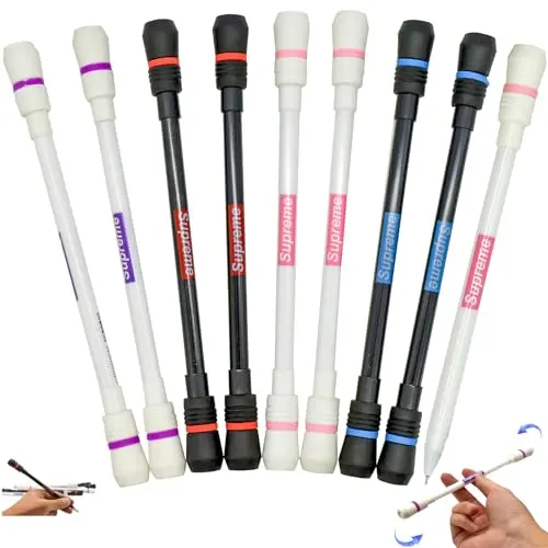 Lopenle 8-piece black spinning pens with writable refills